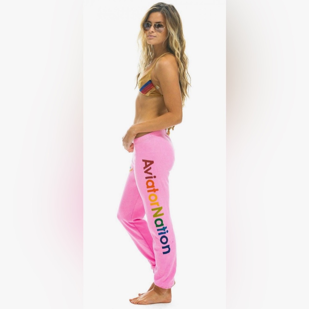 Pink aviator nation sweatpants